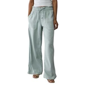 American Eagle Women's Light Blue Linen Drawstring Pants